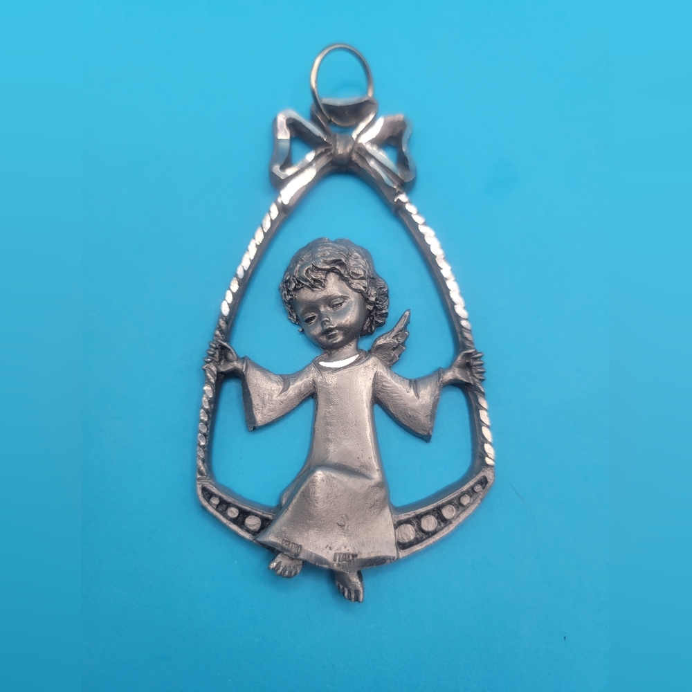 Vintage Peltrow Italian Pewter Angel Ornament